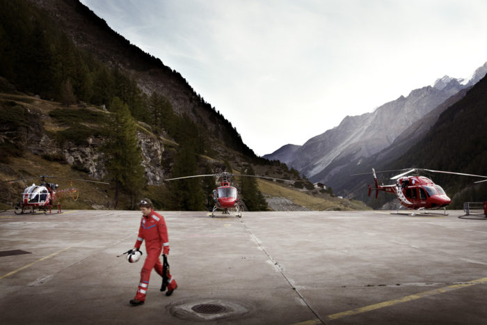 Noe Flum Air Zermatt Basis Helikopter Lama Ecureuile B3 Bell 429