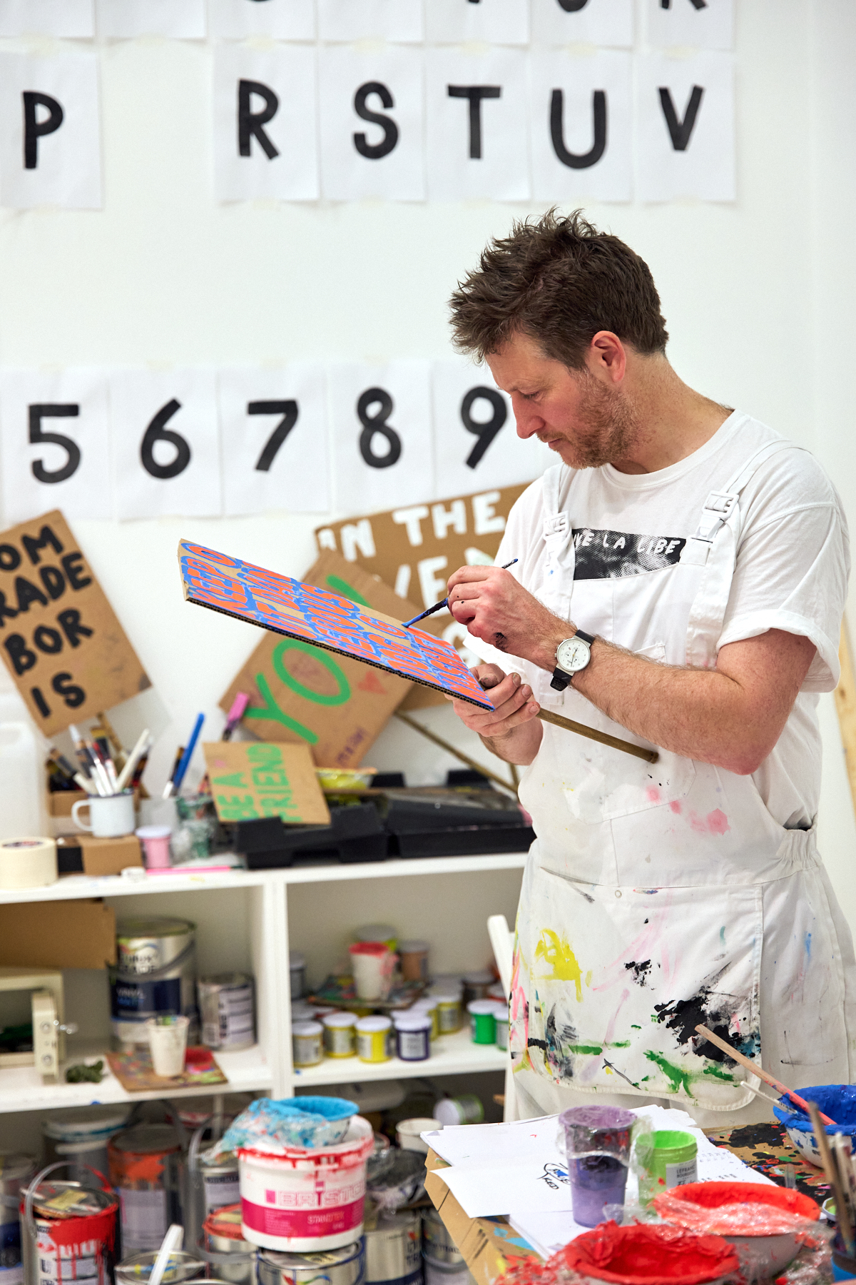 sign painting studio artist Peter Liversidge Beano rebellion colours Somerset House London children workshop